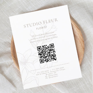Simple Floral Small Business QR code Marketing Flyer