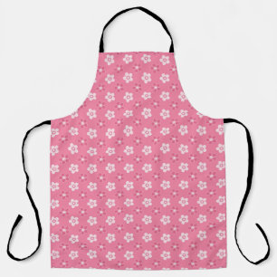 simple floral solid pink pattern retro small flow apron