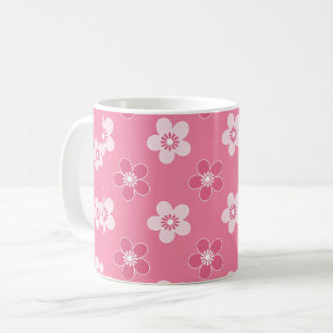  simple floral solid pink pattern retro small flow coffee mug