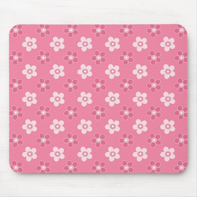  simple floral solid pink pattern retro small flow mouse pad (Front)