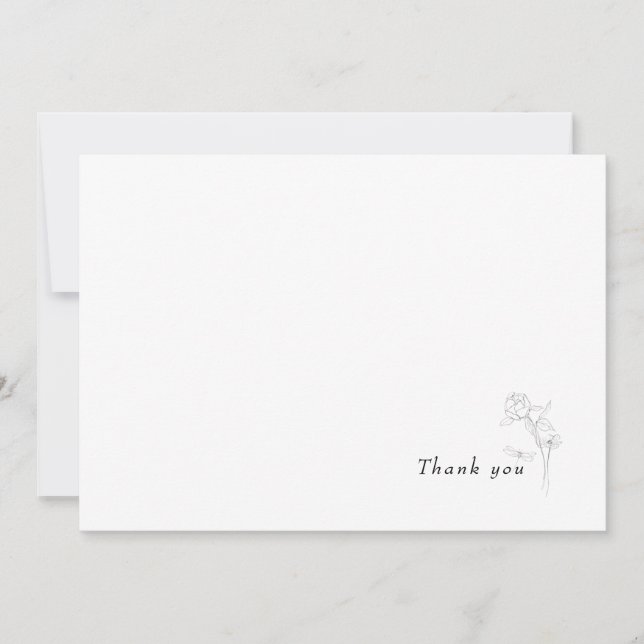Simple Floral Stem Loving Memory Thank You Card (Front)