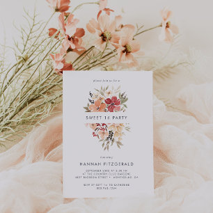 Simple Floral Sweet 16 Birthday Invitation