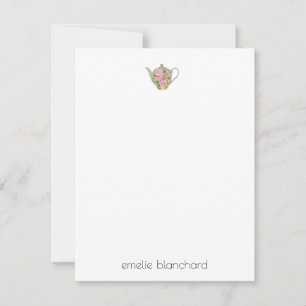 Simple Floral Teapot Personalised Card