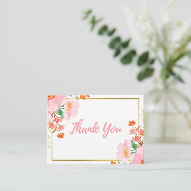Simple Floral Thank You Card  (Standing Front)
