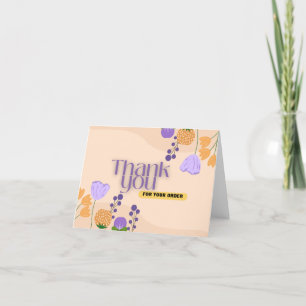 Simple Floral Thank You For Your Order Card