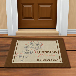 Simple Floral Thistles Berries Fall Doormat
