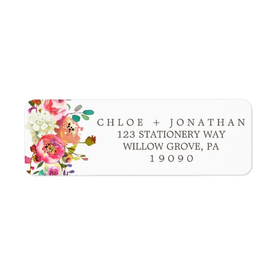 Simple Floral Watercolor Bouquet Wedding Return Address Label