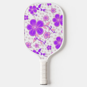 Simple Floral Watercolor Print Purple and Pink Pickleball Paddle
