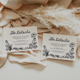 Simple Floral Wedding Details Enclosure Card
