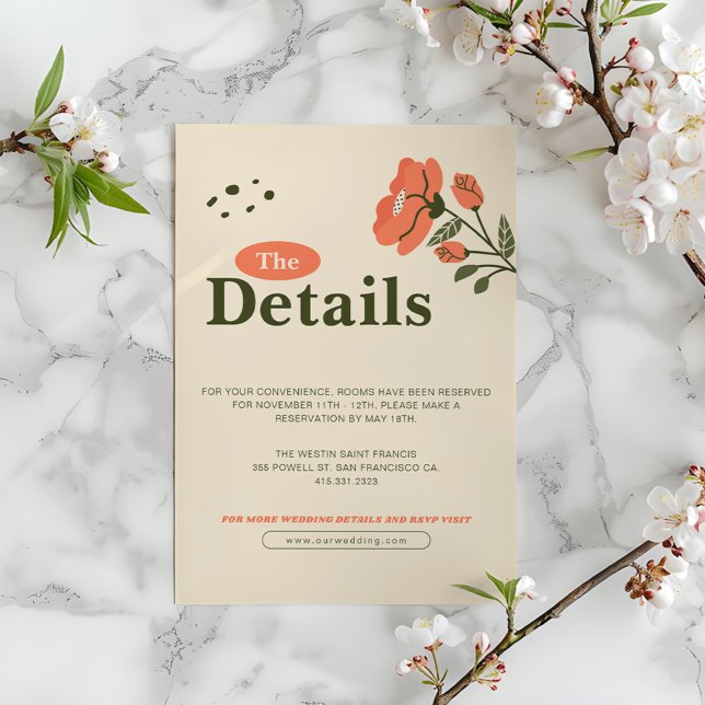 Simple Floral Wedding Details Enclosure Card (Creator Uploaded)