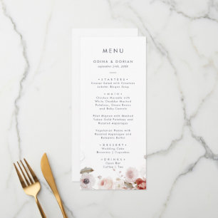 Simple Floral Wedding Dinner Menu