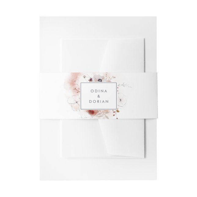 Simple Floral Wedding Invitation Belly Band (Front Example)
