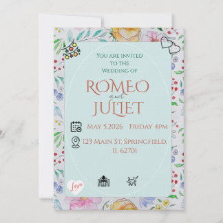 Simple Floral Wedding Invitation watercolor flower