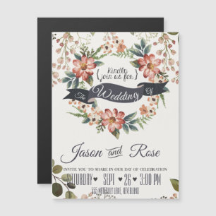 Simple Floral Wedding Magnetic Invitation
