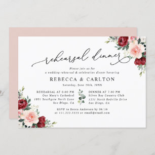 Simple Floral Wedding Rehearsal Dinner Invitation