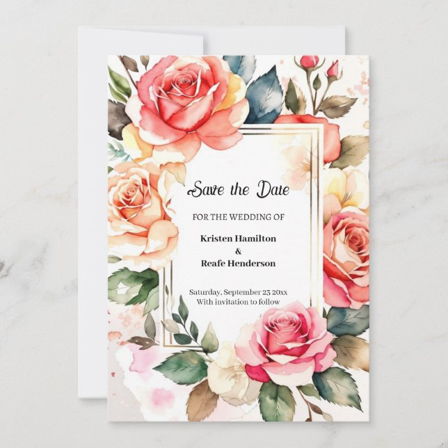 Simple Floral Wedding Save the Date (Front)