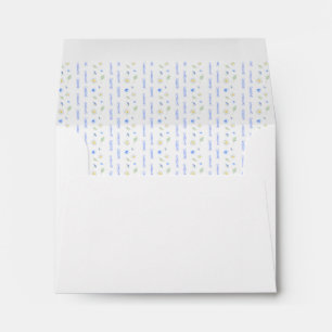 Simple floral white blue return address envelope