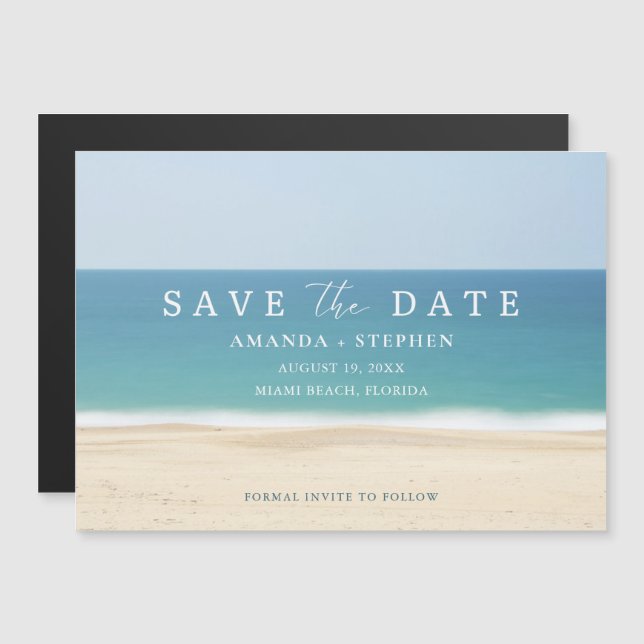 Simple Florida Beach Wedding Save The Date Magnetic Invitation (Front/Back)