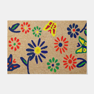 Simple Flower And Butterfly Mat, Lovely Doormat