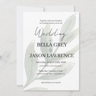 Simple flower Black & White Wedding Invitation
