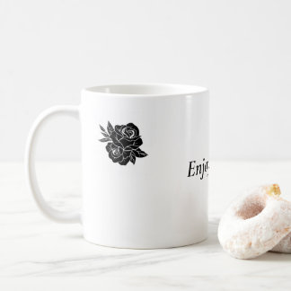 simple flower custom text coffee mug