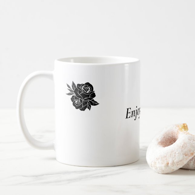 simple flower custom text coffee mug (With Donut)