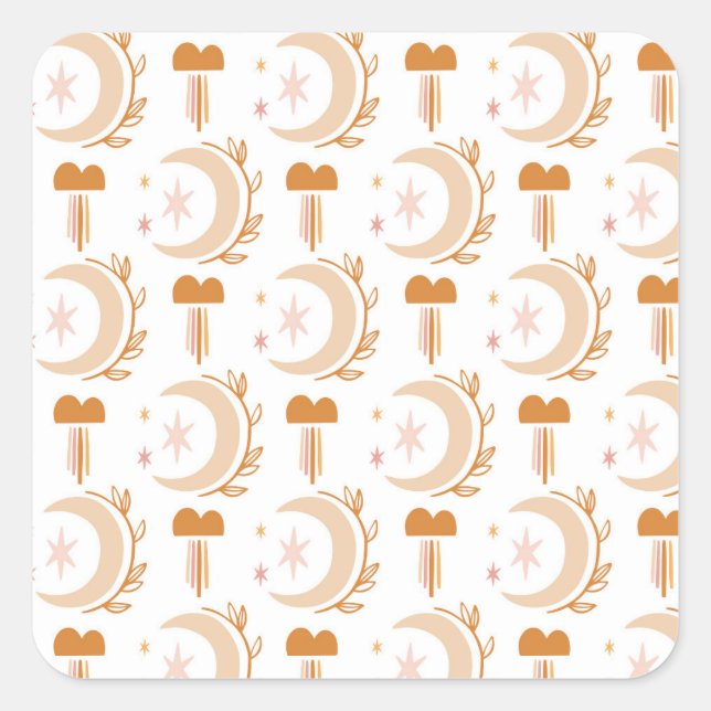 Simple Flower Drawing Square Sticker (Front)