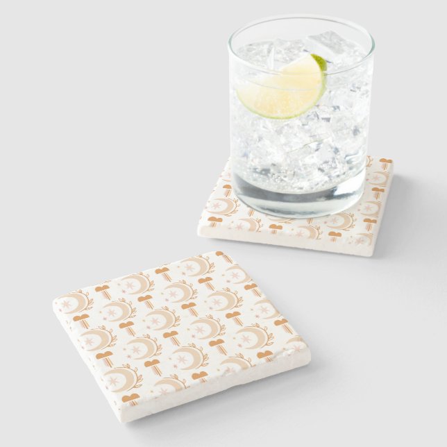Simple Flower Drawing Stone Coaster (Side)
