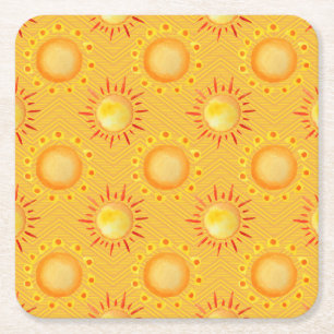 Simple Flower Drawings Square Paper Coaster