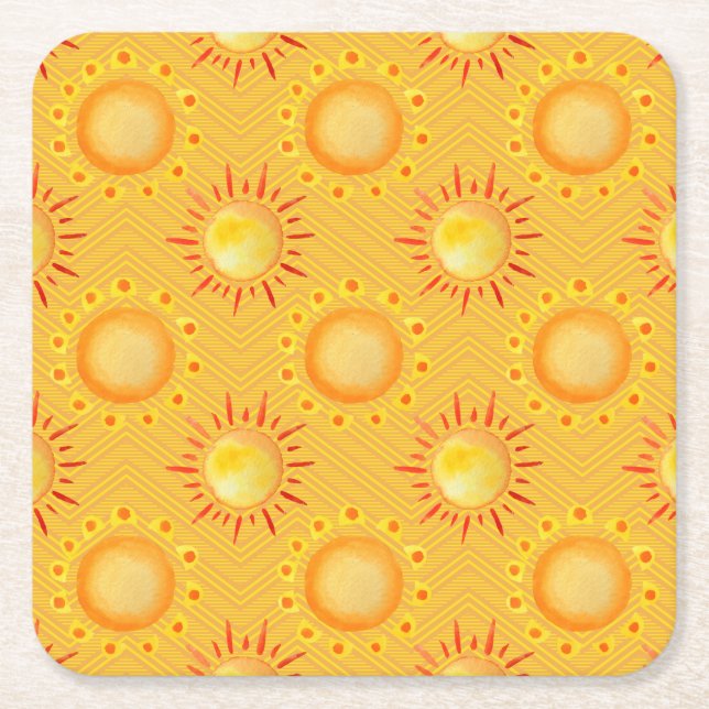 Simple Flower Drawings Square Paper Coaster (Front)