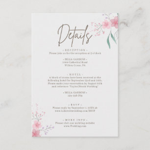 Simple Flower Elegant Wedding Details Enclosure Card