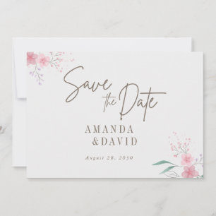 Simple Flower Elegant Wedding Save The Date Card