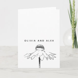 Simple Flower Line Drawing in Black and White Card