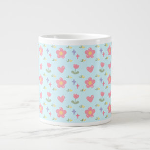 Simple Flower Print Large Coffee Mug