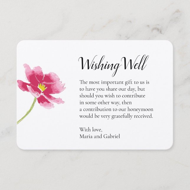 Simple Flower. Rustic kraft wedding wishing well Enclosure Card (Front)
