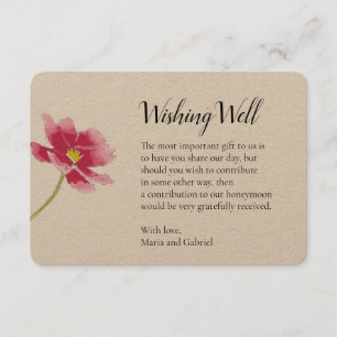 Simple Flower. Rustic kraft wedding wishing well Enclosure Card