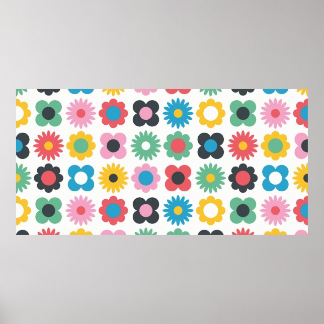 Simple flower seamless pattern design. Scandinavia Poster (Front)