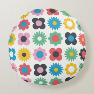 Simple flower seamless pattern design. Scandinavia Round Cushion