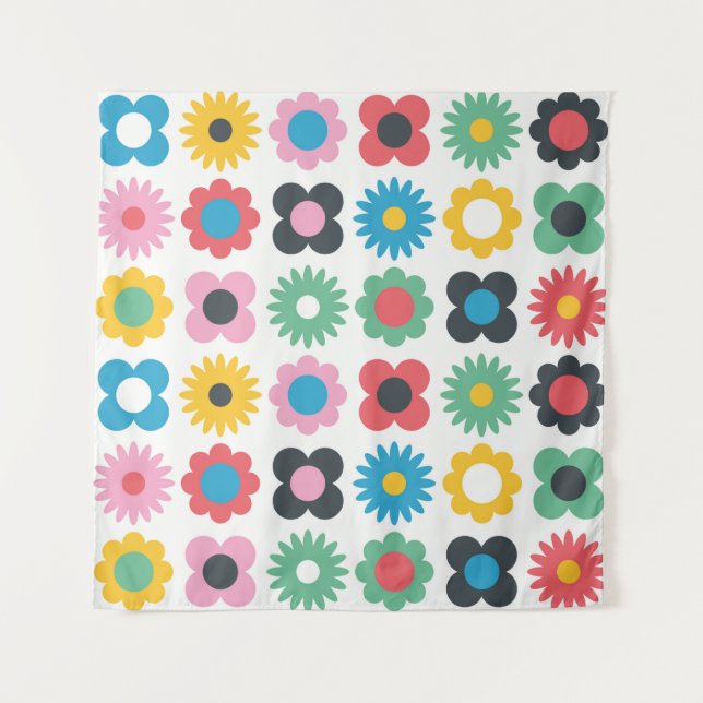 Simple flower seamless pattern design. Scandinavia Tapestry (Front)