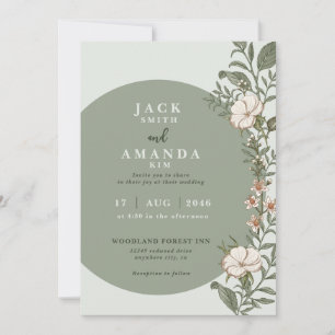 Simple flower timeless wedding Invitation