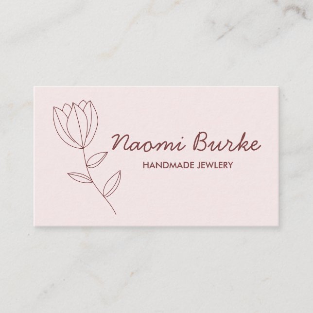 Simple Flower Unique Business Card (Front)