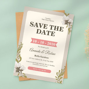 Simple Flower Vintage Wedding Invitation
