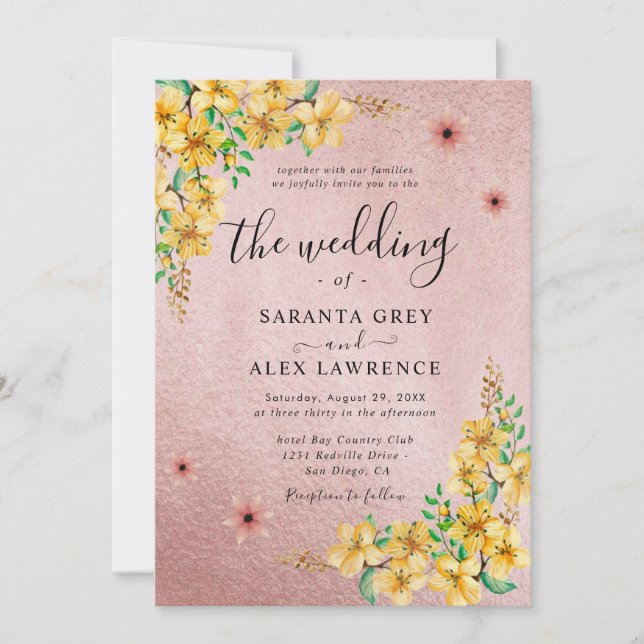 Simple flower Wedding Invitation (Front)