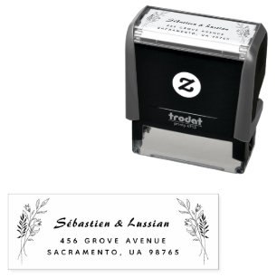 simple flower wedding self-inking stamp