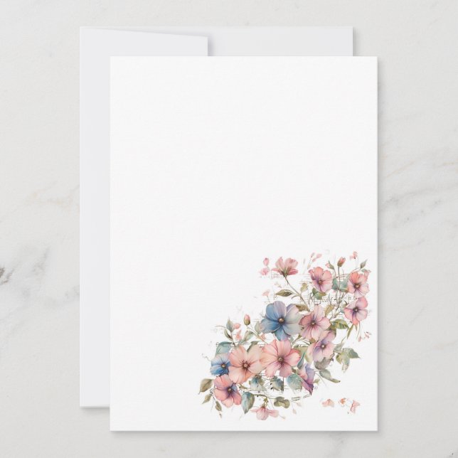 Simple flowers and music notes Blank  Invitation (Front)