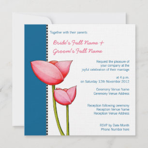 Simple Flowers blue 2 Wedding Invitation