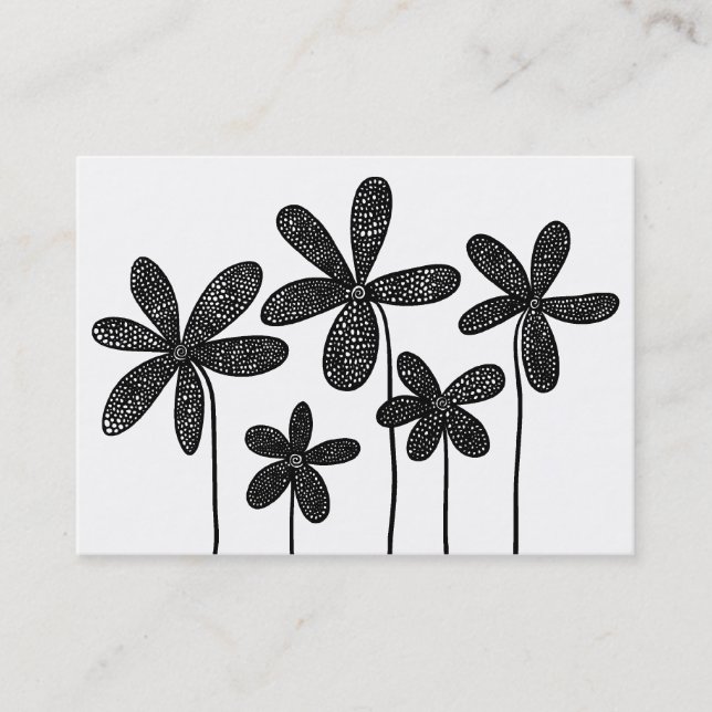 Simple Flowers Drawing Business Card (Front)