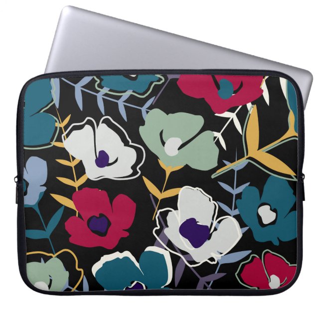 Simple flowers, leaves, endless wallpaper laptop sleeve (Front)