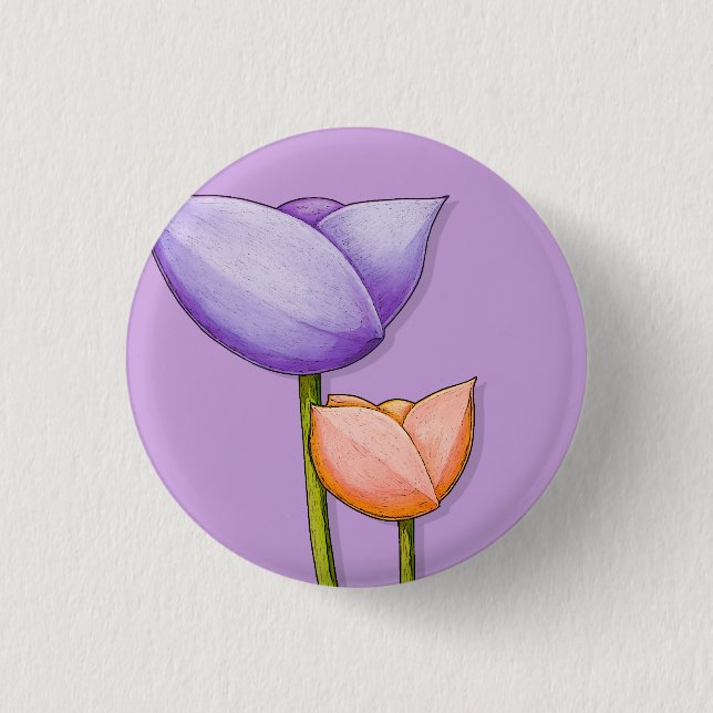 Simple Flowers purple orange Button (Front)