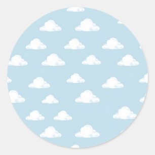 Simple Fluffy Clouds Sky Nursery Kids Pattern Classic Round Sticker